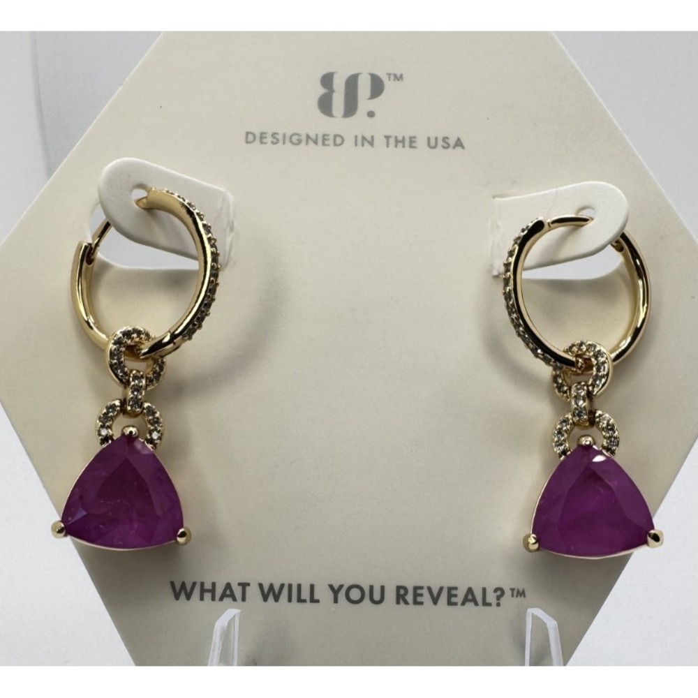 Bomb Party Earrings - ER31368 That Hanging Moment - Purple Fluorite - Gold Plate